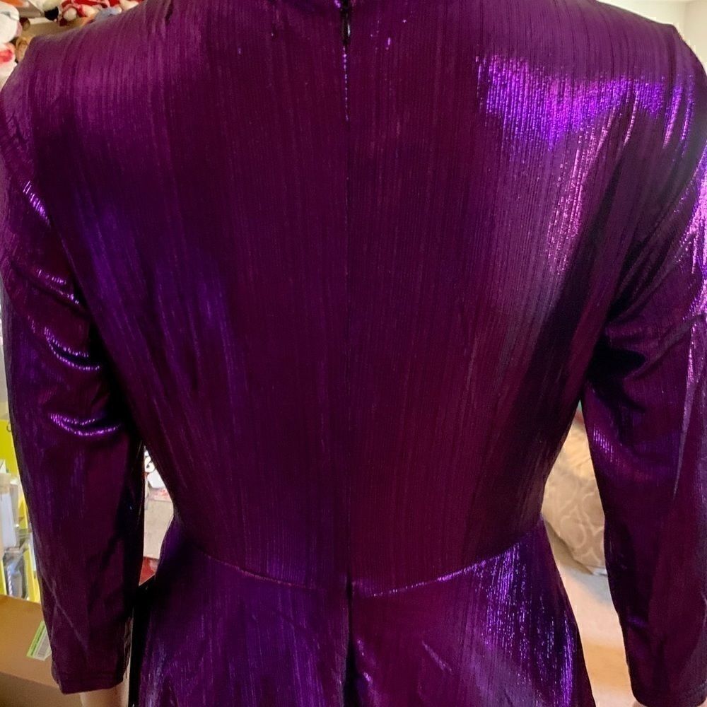 Radiant Spark Purple Metallic Skater Dress NWT SML - Picture 12 of 12